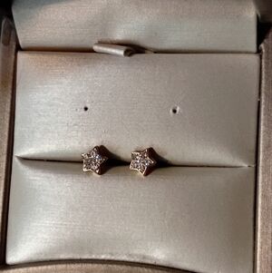 Delicate Star-Shaped Rose Gold Toned Cubic Zirconia Stud Earrings